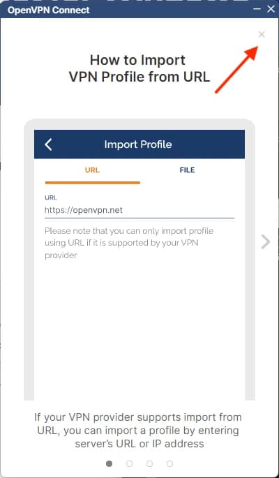 Закройте инструкцию в приложении OpenVPN